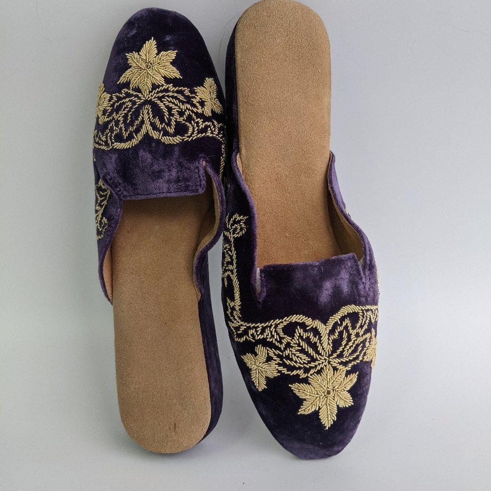 SAACHI Embroidered Velvet Mules